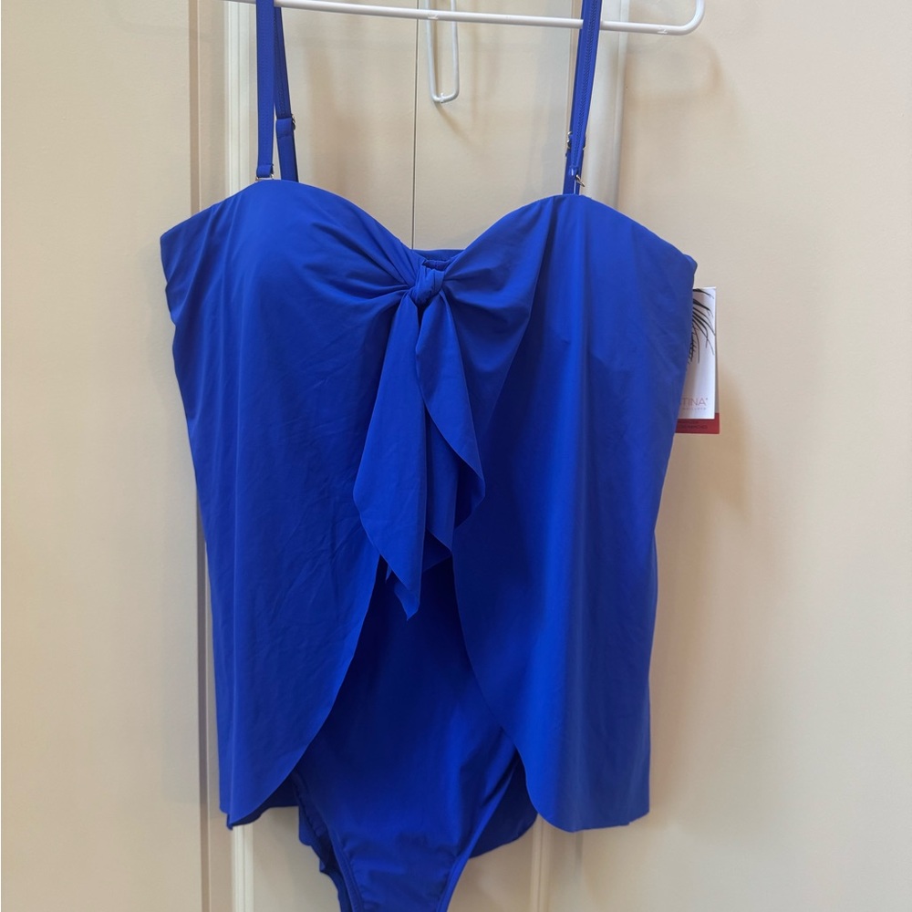 NWT Christina Women's Swimsuit Size 16 Blue Hip Minimizer One piece